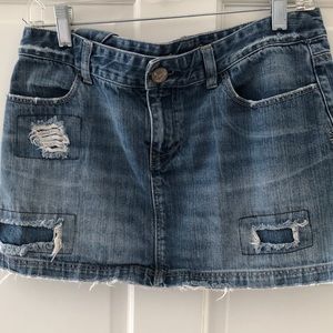 Distressed Denim Jean Skirt